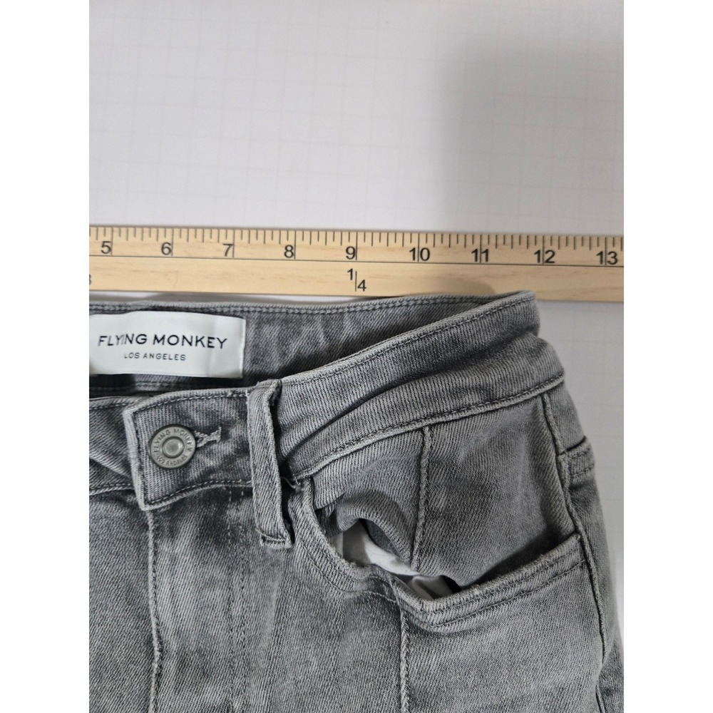 Flying Monkey Women Gray High Rise Super Flare Seam Detail Jeans Size 24 - Picture 6 of 7